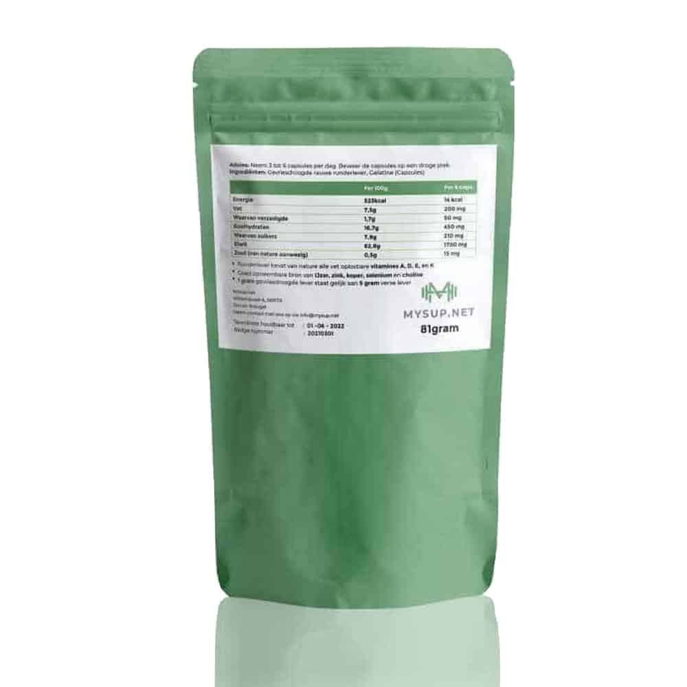 Mysup - Gevriesdroogde Runderlever Capsules - Voedingswaarden